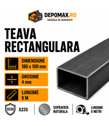 Teava rectangulara 180 x 100 x 4 mm, 6 metri